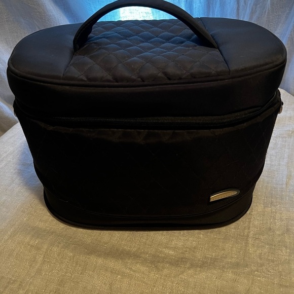 Travelon make up bag. Black and light blue. Pull out mirror. Compartments. - Picture 1 of 8